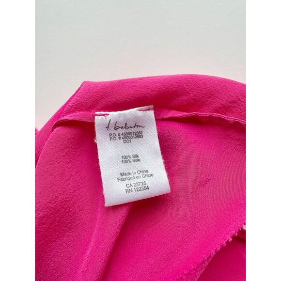 Aritzia T BABATON Fuchsia Pink Silk Crepe Tiered Layered A-Line Tank, Size M - Picture 9 of 10